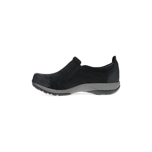 Side image of Pippy Wide Black Waterproof Burnished Suede