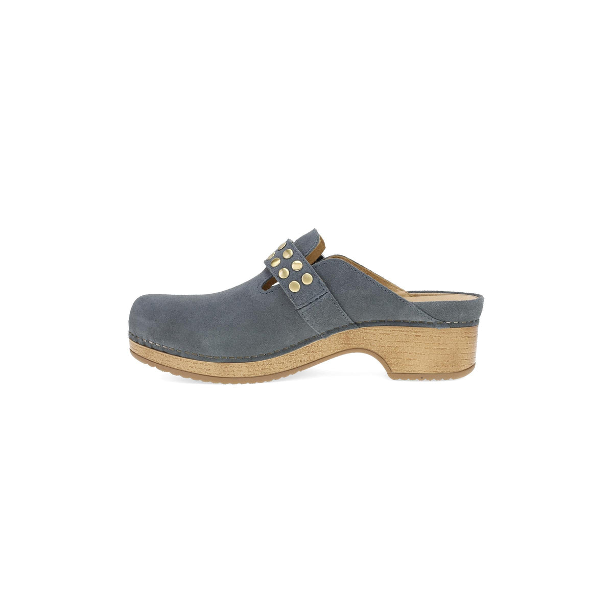 Side image of Branson Clog Dusty Blue Leather
